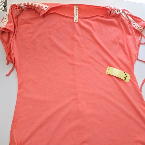 Short Sleeve Lace Up Shoulder Shirt Women M - Picture 1 of 3